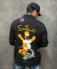 jaqueta preta personalizada a mão- simpsons