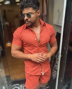 conjunto Masculino Linho - terracota - comprar online