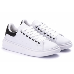 kit 2 tenis sneaker casual idealle - branco com preto e preto sola branca - store95