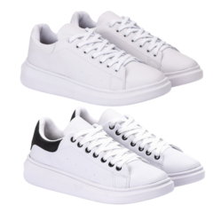 kit 2 tenis sneaker casual idealle - branco e branco/preto - comprar online