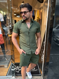 conjunto unissex viscolinho - verde militar - store95