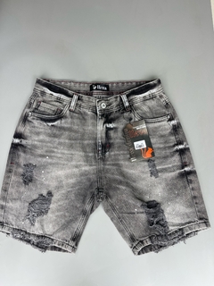 bermuda jeans media destroyed preta estonada - comprar online
