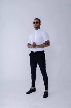 camisa gola padre linho branca exalt - comprar online