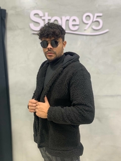 casaco teddy- jaqueta - preto