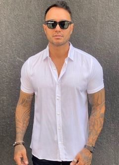 camisa slim fit viscolinho- branca - comprar online