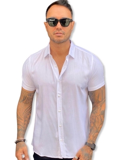 camisa slim fit viscolinho- branca