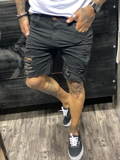 bermuda jeans media destroyed -preta - colin - comprar online