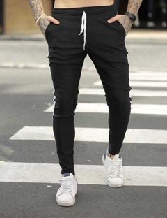 calça bengaline preta com faixa - exalt urban