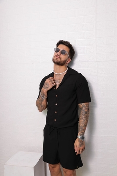 macacão viscolinho liso - preto