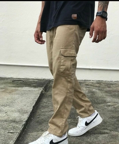 calça cargo unissex sarja - caqui
