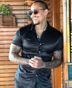 camisa slimfit acetinada premium