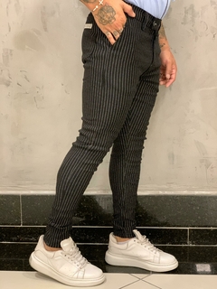 calça masculina slim risca de giz bengeline exalt - store95