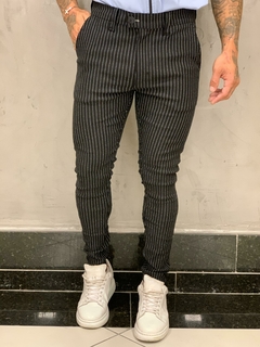 calça masculina slim risca de giz bengeline exalt