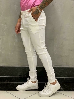 calça alfaiataria skinny cós transpassado ext - offwhite