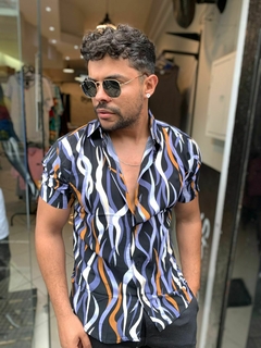 camisa estampada viscose premium