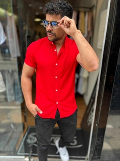 camisa viscolinho slimfit - vermelha na internet
