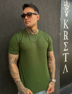 camiseta gola média malha canelada na internet