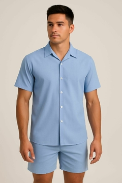 conjunto unissex viscolinho - azul claro - comprar online