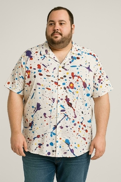 camisa estampada masculina plus size na internet