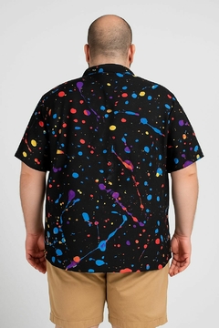 camisa estampada masculina plus size - store95