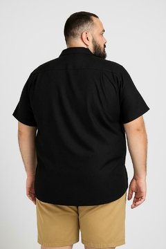 camisa viscose masculina plus size - preta na internet