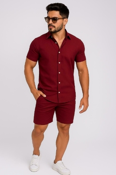conjunto unissex viscolinho - Vinho - comprar online