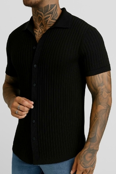 camisa slimfit malha tricô - kreta na internet