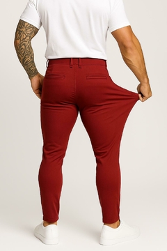 Imagem do kit 2 calça alfaiataria slimfit exclusiva preta e bordo