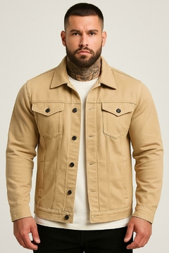 Jaqueta masculina sarja slim fit - bege - comprar online