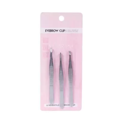 Kit com 3 pinças para sobrancelha