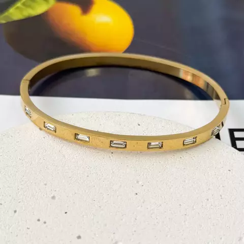 Bracelete cristais aço inoxidável