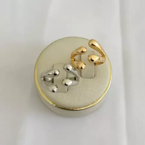 Anel regulável 2 gota dourado