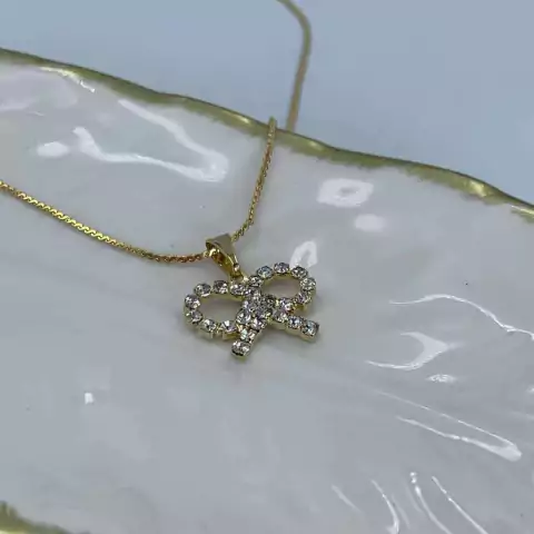 Colar lacinho cravejado