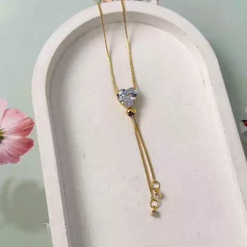 Colar gravatinha coração cristal