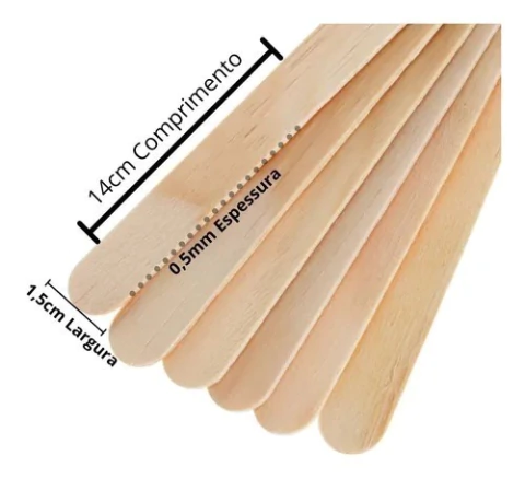 Espátula de madeira descartável para depilação C/ 15 unidades Depile Plus