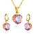 Conjunto Colar e Brincos Zirconia Aço Inox Ouro 18k