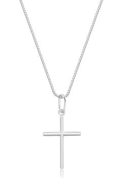 Colar de prata 925 com pingente de cruz minimalista, modelo Blessed, ideal para uso masculino.