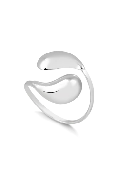 Anel de Prata 925 Regulável Drop Organic com design liso e moderno