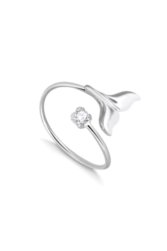 Anel de Prata Falange Mermaid com detalhe de cauda de sereia e pedra brilhante