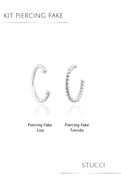 Kit Piercing Fake de Prata Liso e Torcido da marca Stucci.