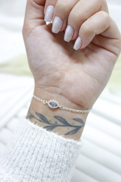 Pulseira Olho Grego Cravejado - Elo Português - comprar online