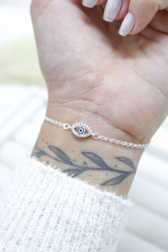 Pulseira Olho Grego Cravejado - Elo Português - STUCCI | Acessórios em Prata 925
