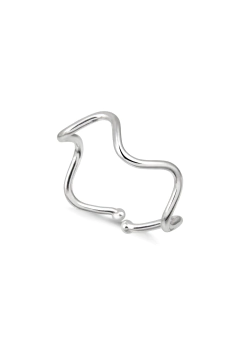 Anel de prata 925 regulável com design ondulado e acabamento liso.