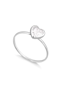 Anel de Prata Solitário Heart - comprar online
