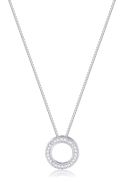 Colar de prata 925 cravejado com pingente redondo e pedras brilhantes, modelo Shine.