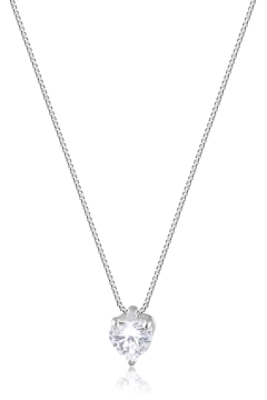 Colar de prata 925 com pingente ponto de luz em formato de coração, delicado e brilhante, ideal para uso diário ou ocasiões especiais.