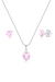 Conjunto de Prata Ponto de Luz Coração Rosa - comprar online