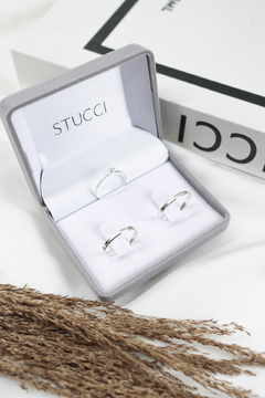 Par de Alianças Diana 2MM de Namoro + Anel Brinde - STUCCI | Acessórios em Prata 925