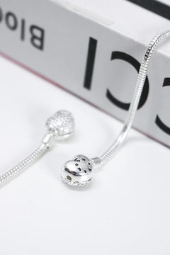 Pulseira Berloque Coração Cravejado - STUCCI | Acessórios em Prata 925