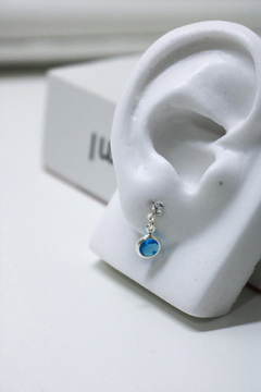 Brinco Charm Duplo Azul Céu 6mm - STUCCI | Acessórios em Prata 925